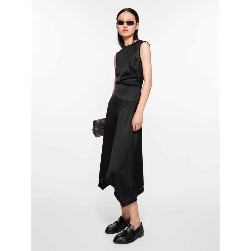 Acne Studios Zwarte Satijnen Mouwloze Jurk Black Dames