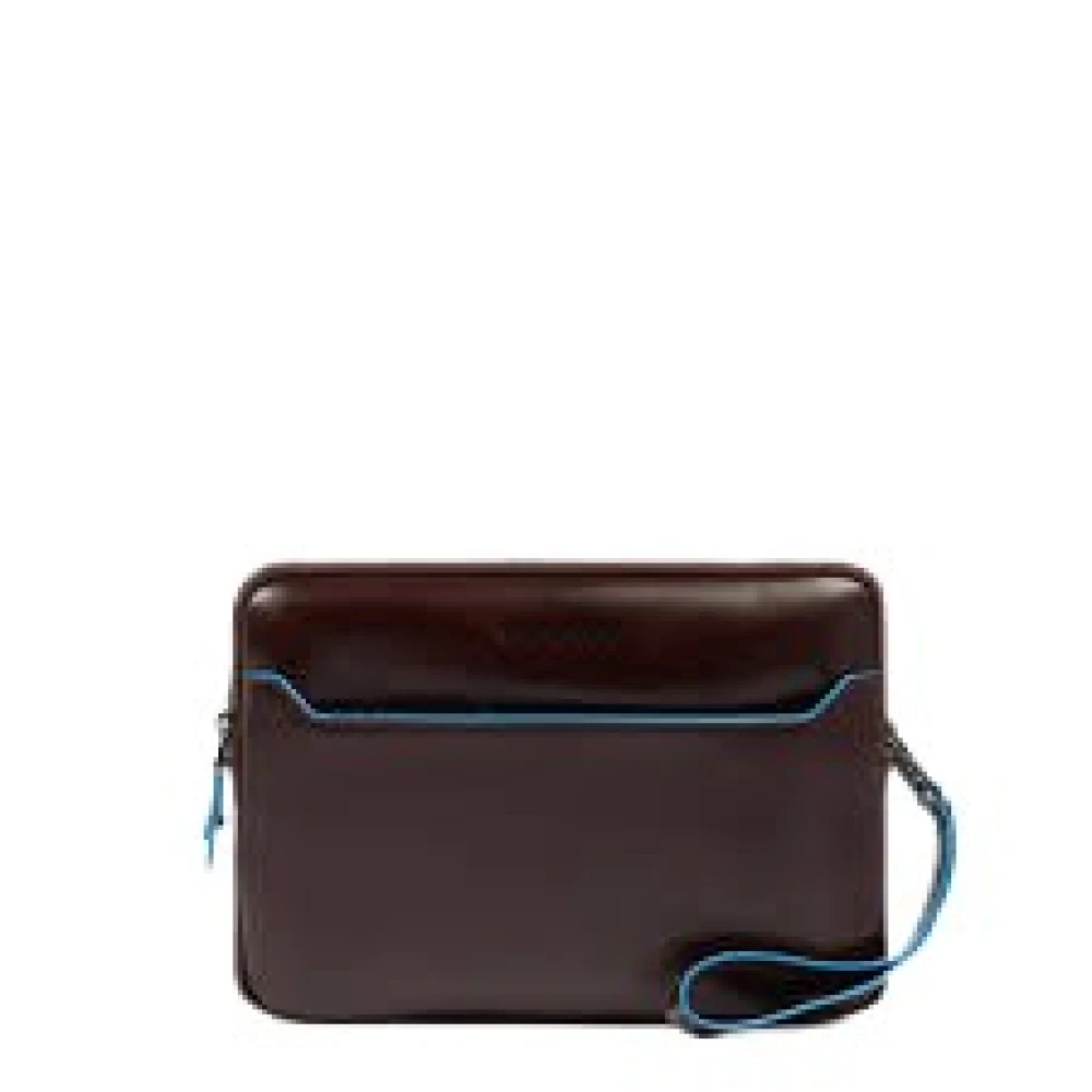 Piquadro Men's Brown Blue Square Pochette - Cross Body Bags - One Size - Bags