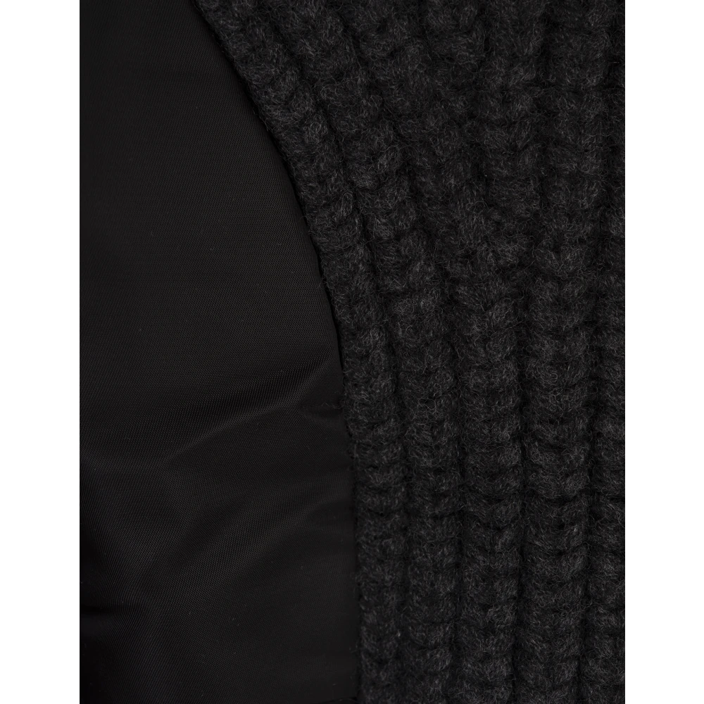 Diesel Zwarte Hybride Gebreide Jas Black Dames