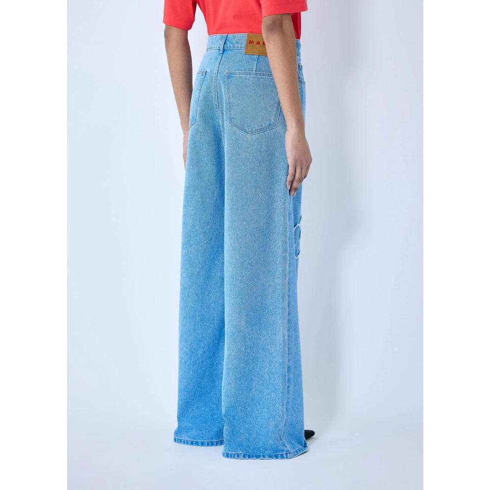 Marni Denim Jeans met Bloemenmotief Blue Dames