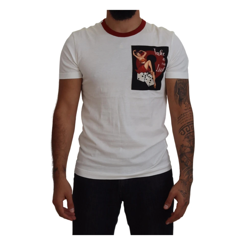 Dolce & Gabbana Men's White T-Shirts,, Cotton T-Shirt With Round Neck Extra Small