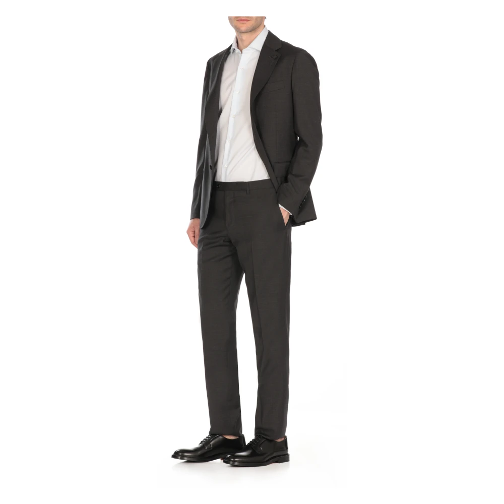 Lardini Grijze dubbelrijige wollen pak Gray Heren