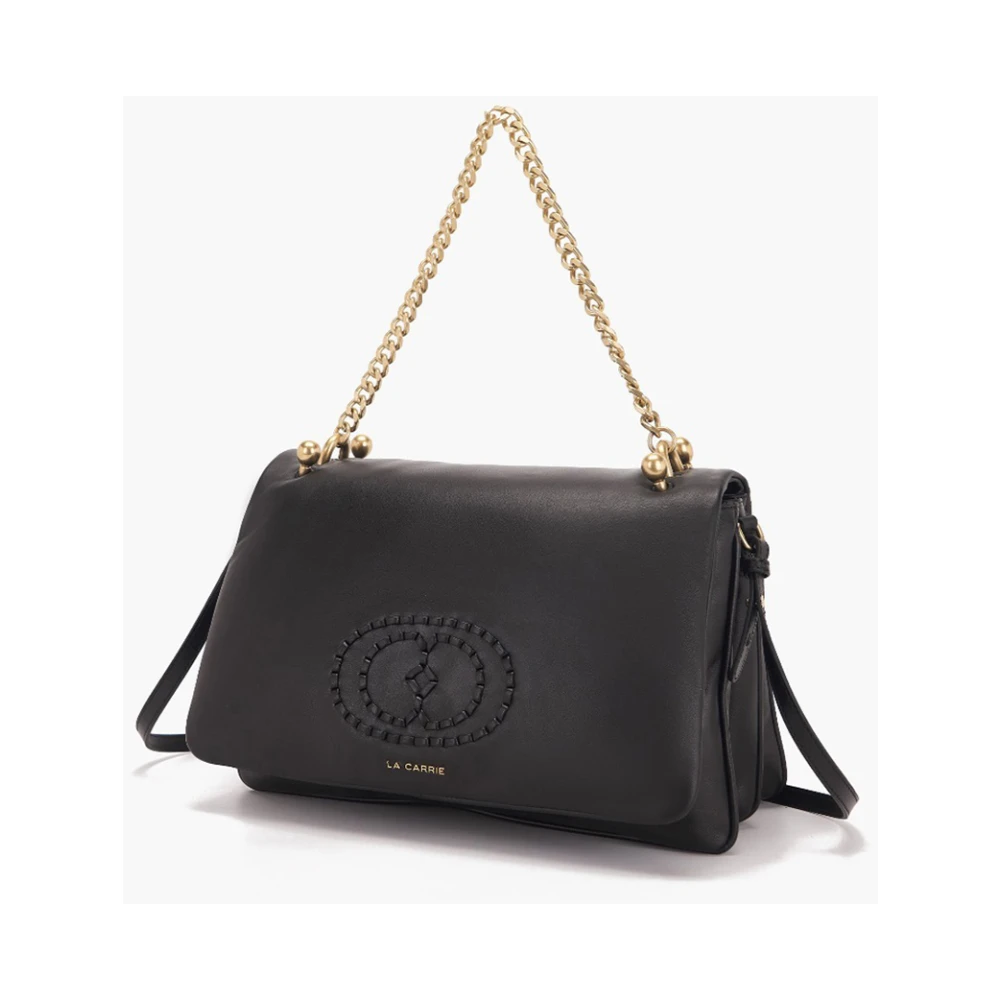 La Carrie Geweven Logo Schoudertas Zwart Black Dames