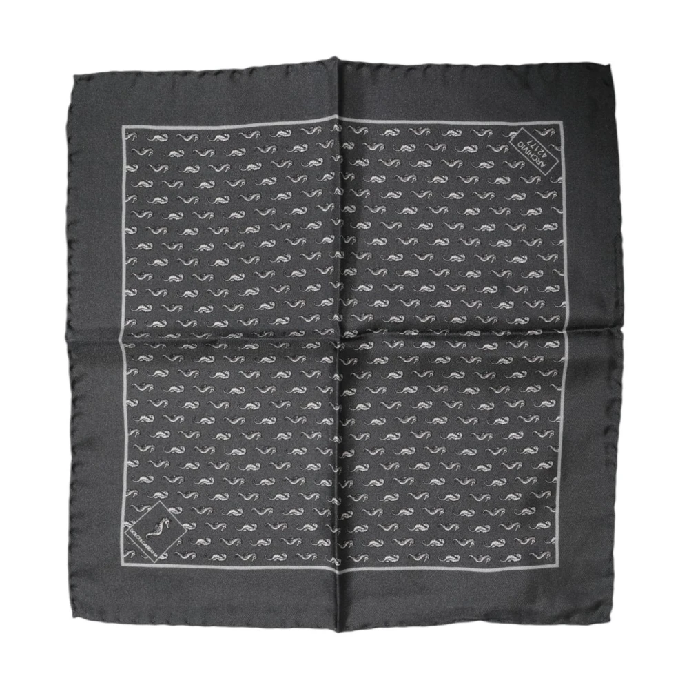 Dolce & Gabbana Mannelijk Zwart Accessoires Heren, One Size, Visprint Zijden Foulard Sjaal
