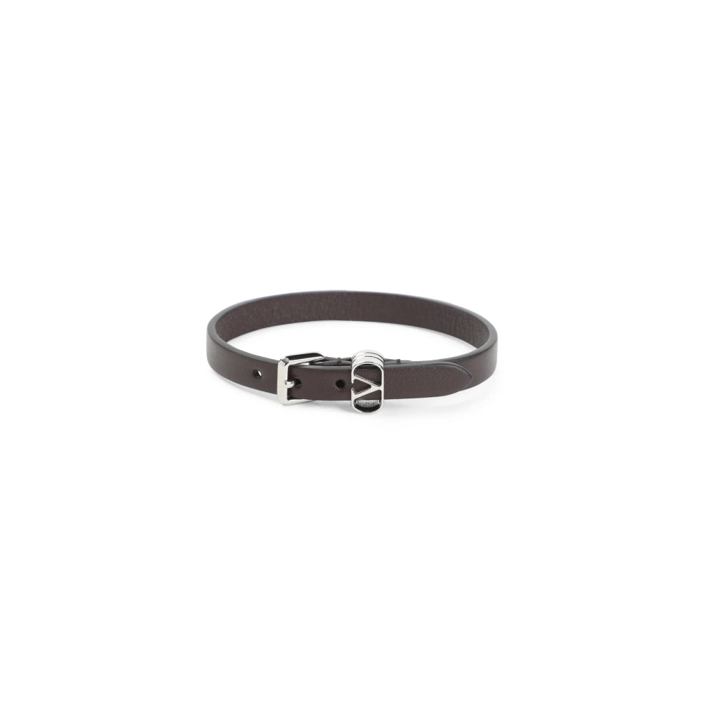 Valentino Garavani Men's Brown Leather Bracelet For