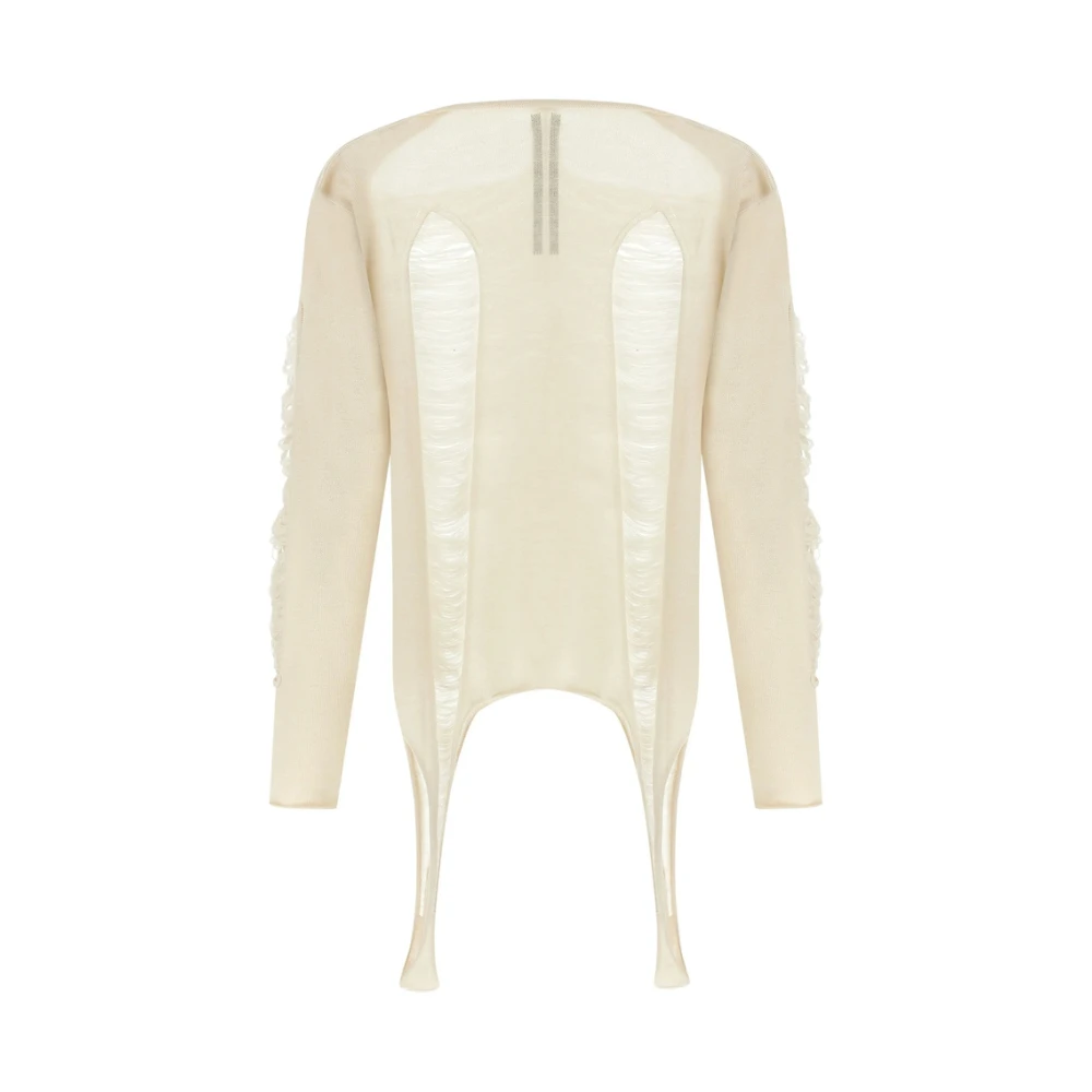 Rick Owens Witte Geribbelde Strap Sweater White Heren