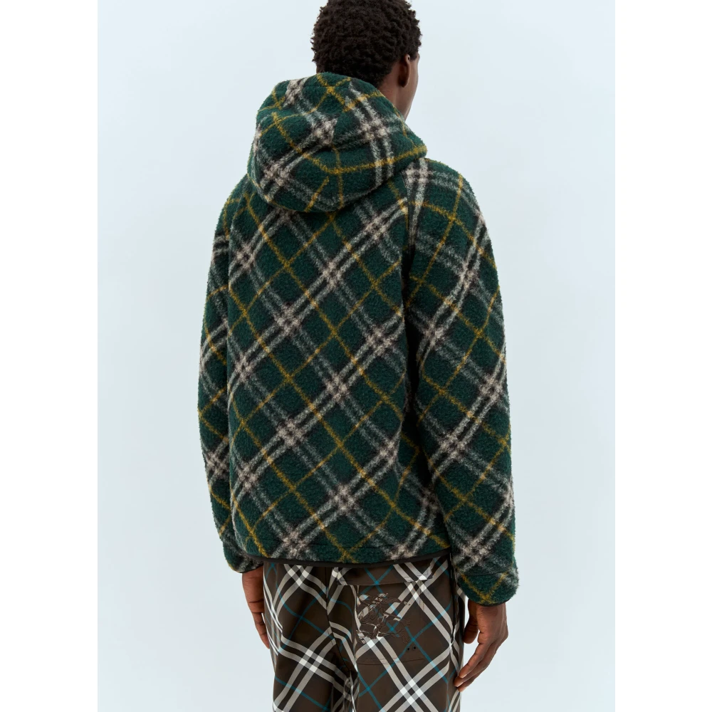 Burberry Geruite Fleece Hoodie Green Heren