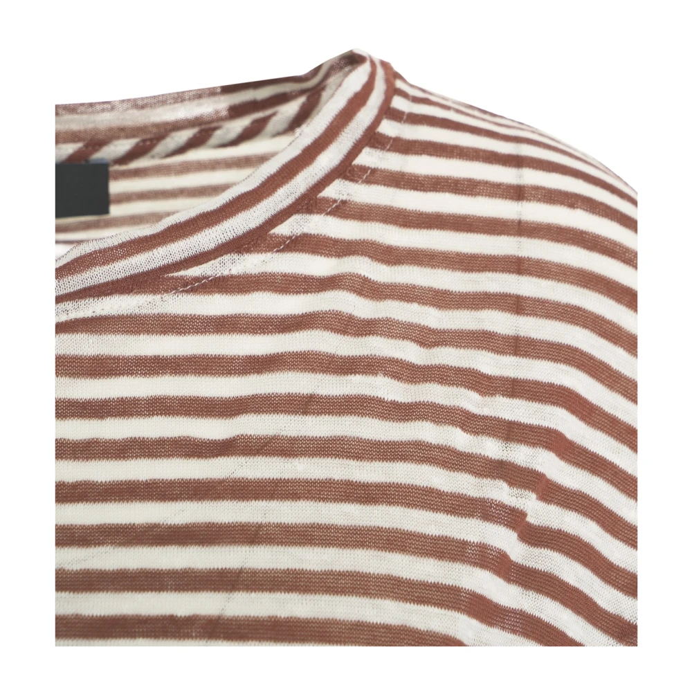 Peuterey Gestreept T-shirt Bruin Ss25 Brown Dames