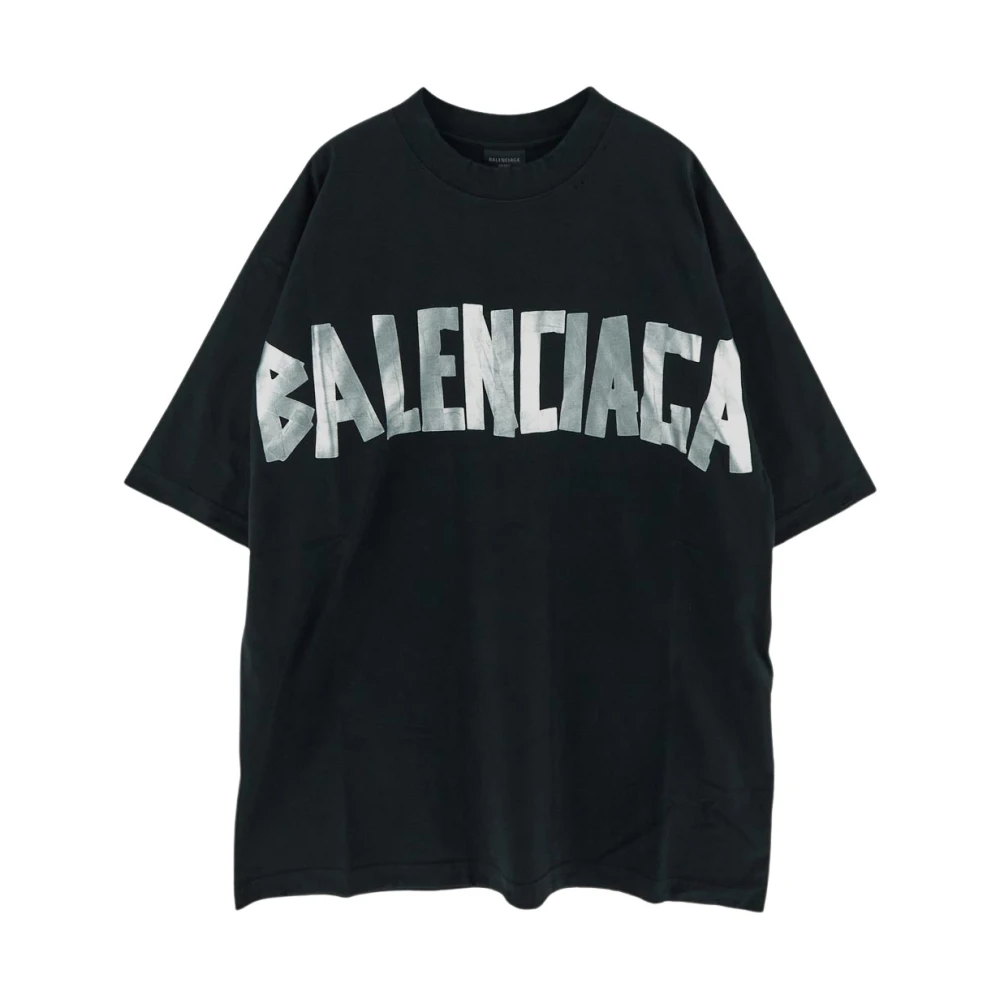 Balenciaga Katoenen Logo T-Shirt Black Dames