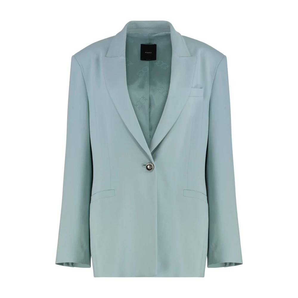 Pinko Blå Enkelknäppt Kavaj Med Sjalkrage