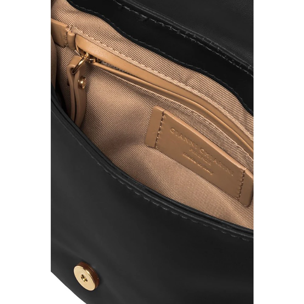 Gianni Chiarini Compacte Zwarte Leren Schoudertas Black Dames