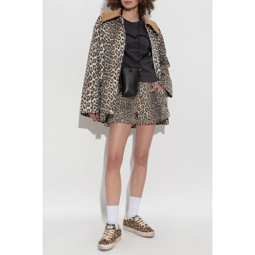 R13 Shorts met dierenprint Beige Dames