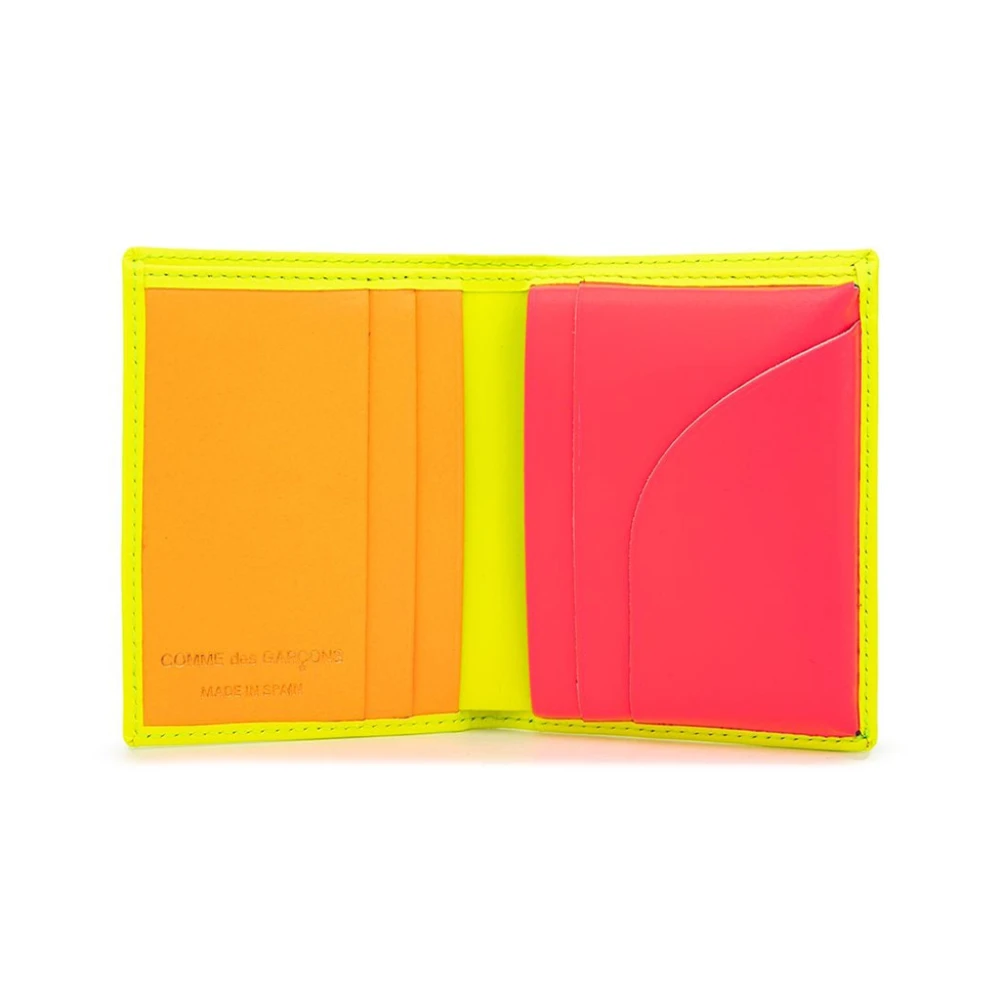 Comme des Garçons Fluorescerende Roze Leren Kaarthouder Yellow Dames