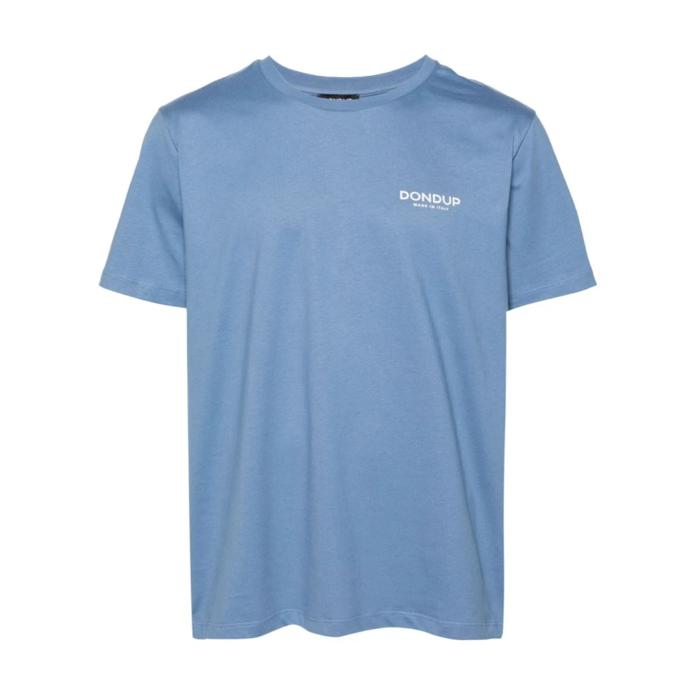 Dondup Lichtblauwe Logo Print T-shirts en Polos Blue Heren