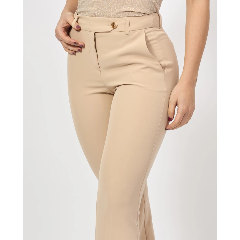 Fracomina Bruine Bootcut Broek met Franse Zakken Brown Dames