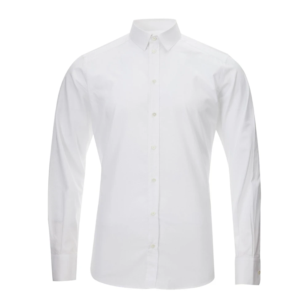 Dolce & Gabbana Witte Katoenen Overhemd met Micro Honingraat Detail White Heren