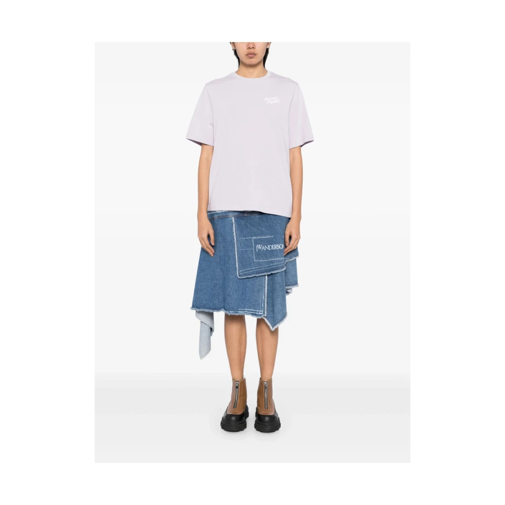 Maison Kitsuné Paarse Crew Neck T-shirt Purple Dames