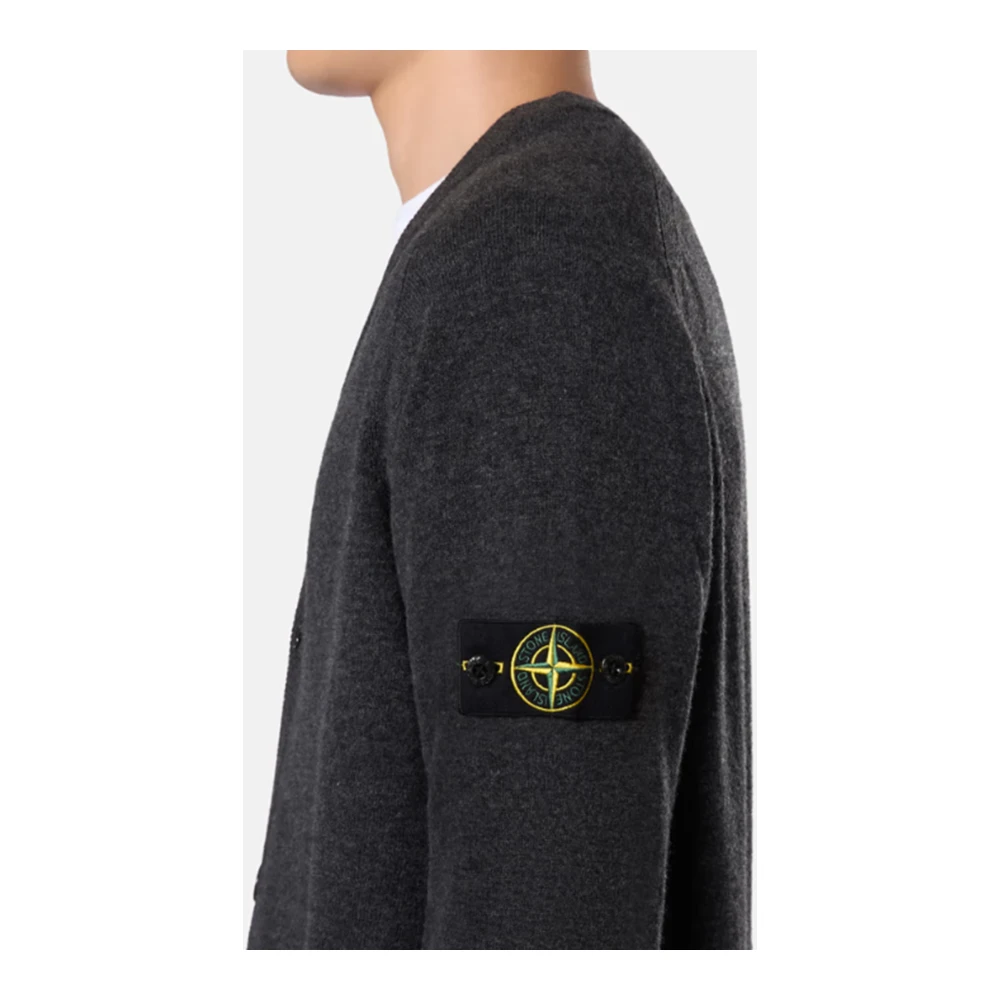 Stone Island Losse Gebreide Vest in Wol Black Heren