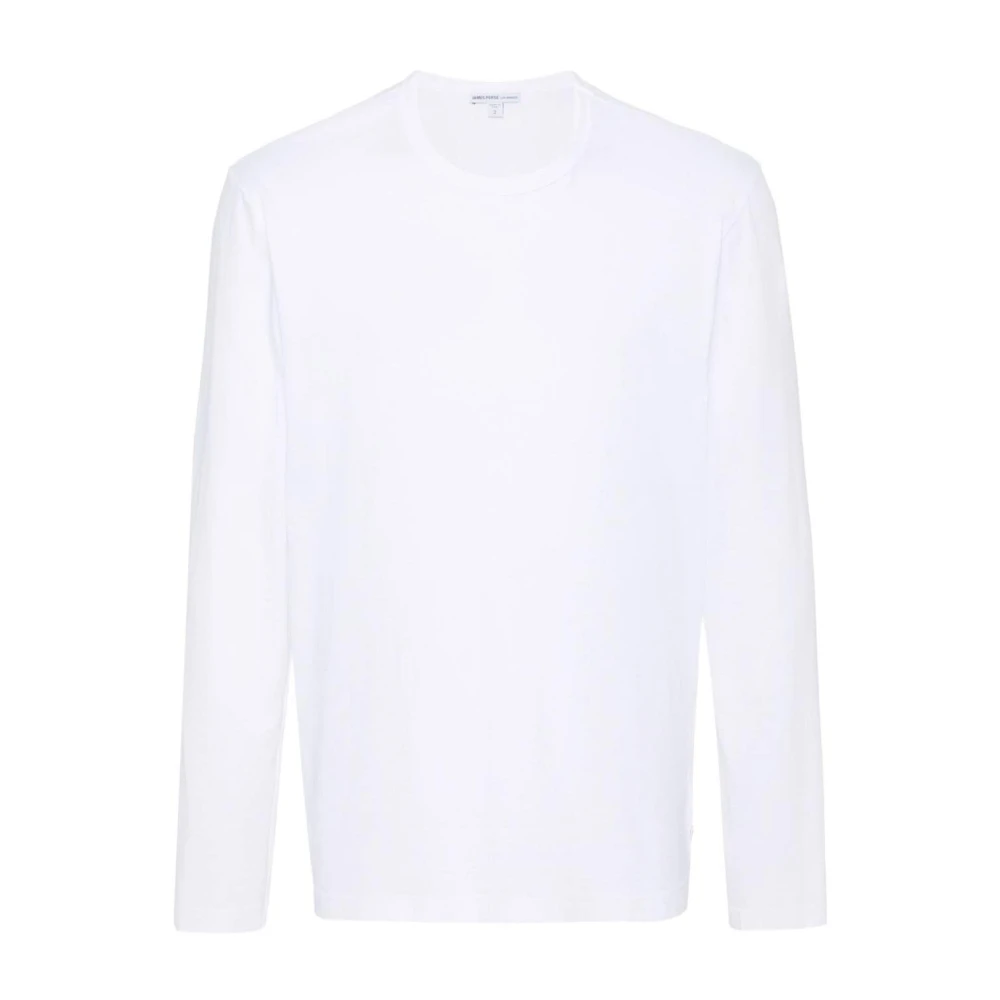 James Perse Pima Cotton Long Sleeve Crew T-Shirt White Heren