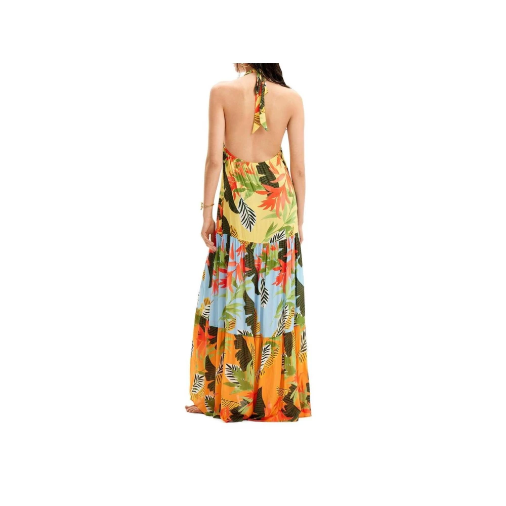 Desigual Oranje Viscose Lange Jurk Multicolor Dames