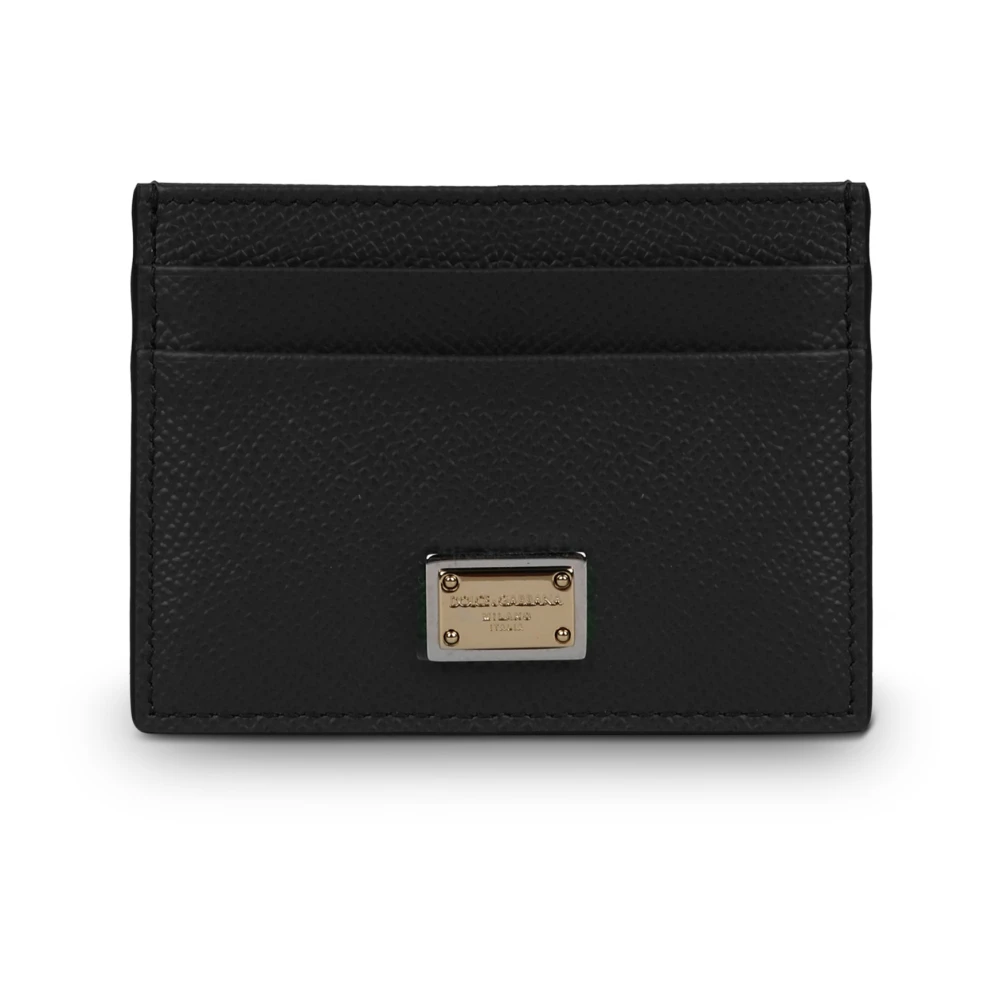 Dolce & Gabbana Logo-Plaque Kaarthouder met korrelige textuur Black Dames