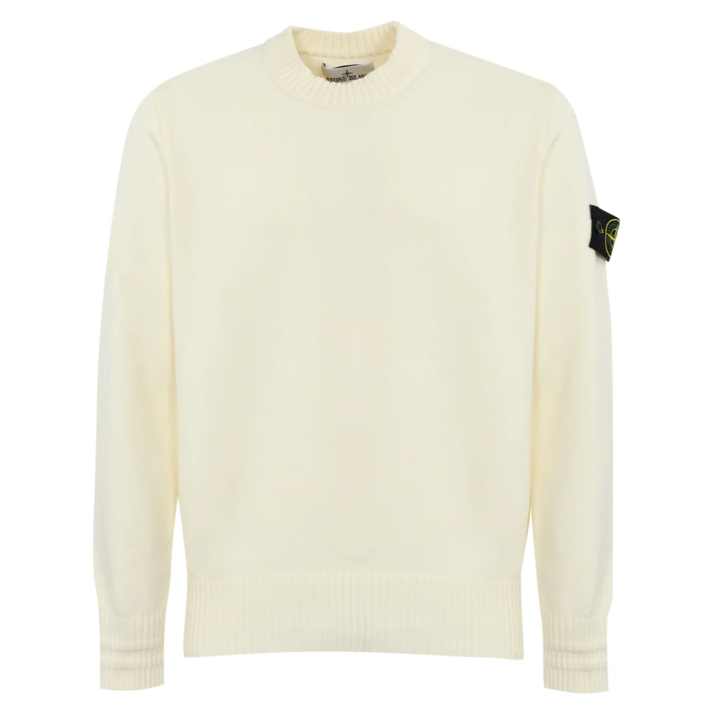 Stone Island Witte Katoenen Trui Lange Mouw Beige Heren