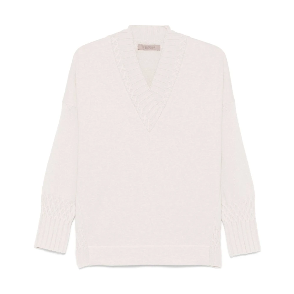 D.Exterior V-hals wollen trui wit White Dames