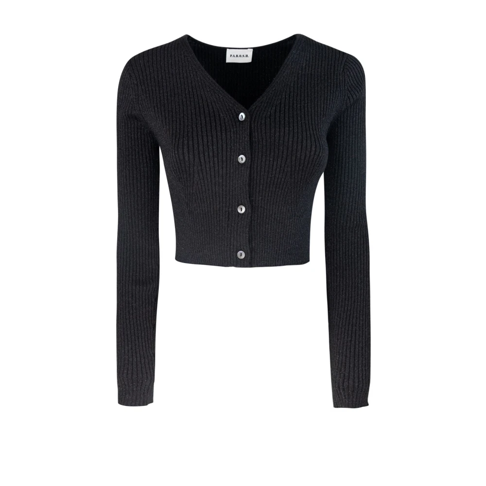 P.a.r.o.s.h. Zwarte Slim Fit V-Hals Vest Black Dames