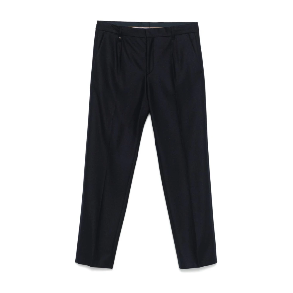 Hugo Boss Navy Blue Wool Blend Broek Blue Heren