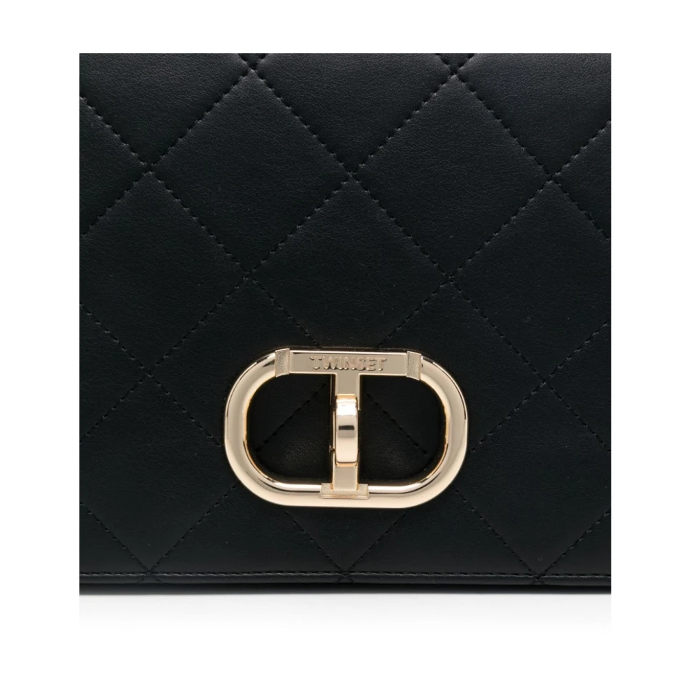 Twinset Zwarte Diamantquilted Schoudertas Black Dames