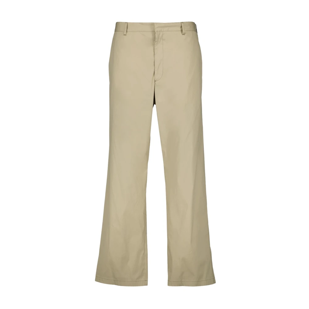 Prada Men's Beige Wide Trousers, M, Cord Stretch Poplin Trousers