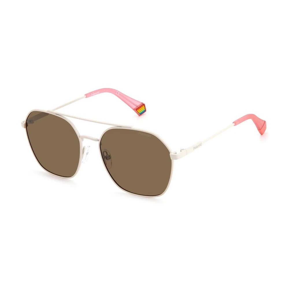 Polaroid Unisex Beige Octagonal Stainless Steel Sunglasses With Polarized Bronze Lenses - Sunglasses - One Size- Accessories