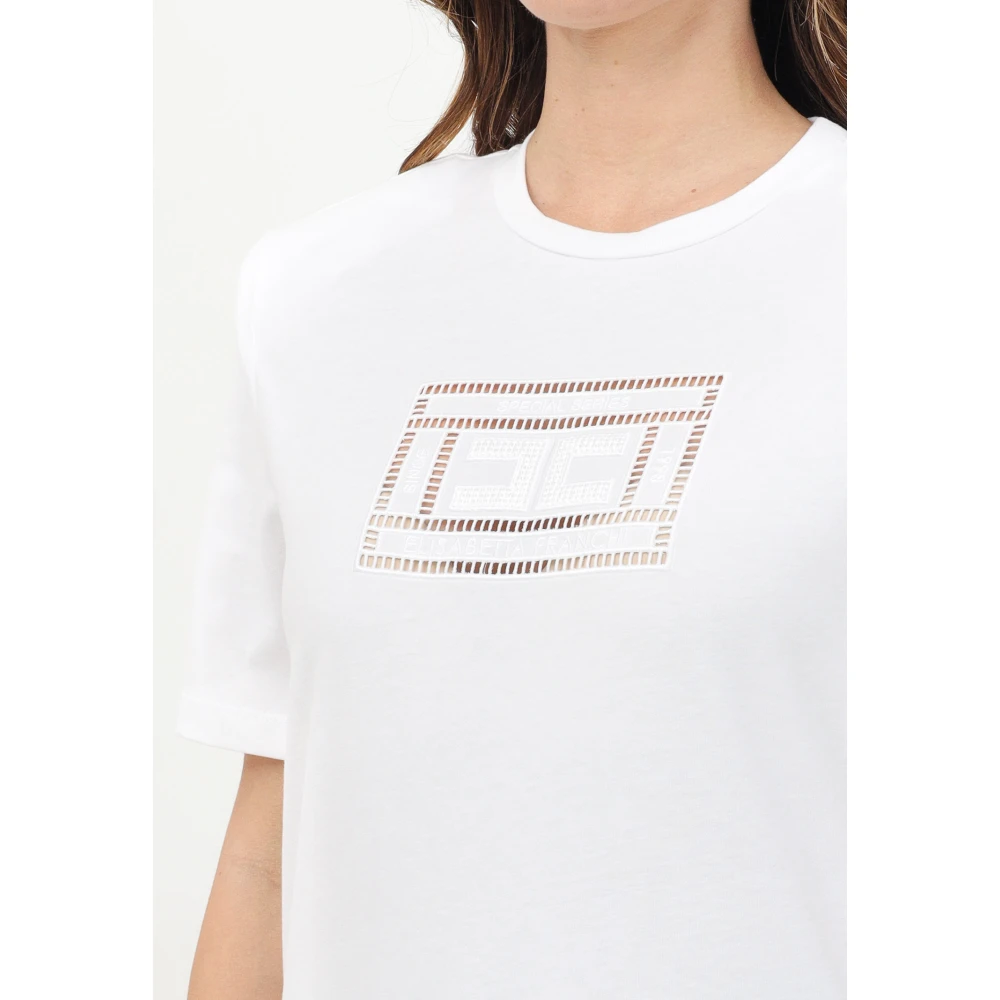 Elisabetta Franchi Geometrisch Wit T-shirt Minimalistisch Ontwerp White Dames