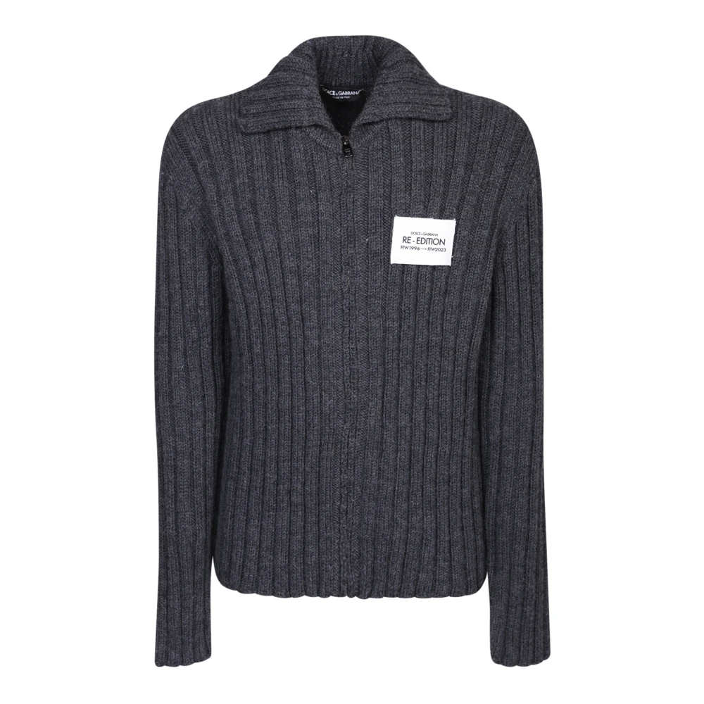 Dolce & Gabbana Men's Gray Re-Edition Cardigan - Cardigans - L - Knitwear