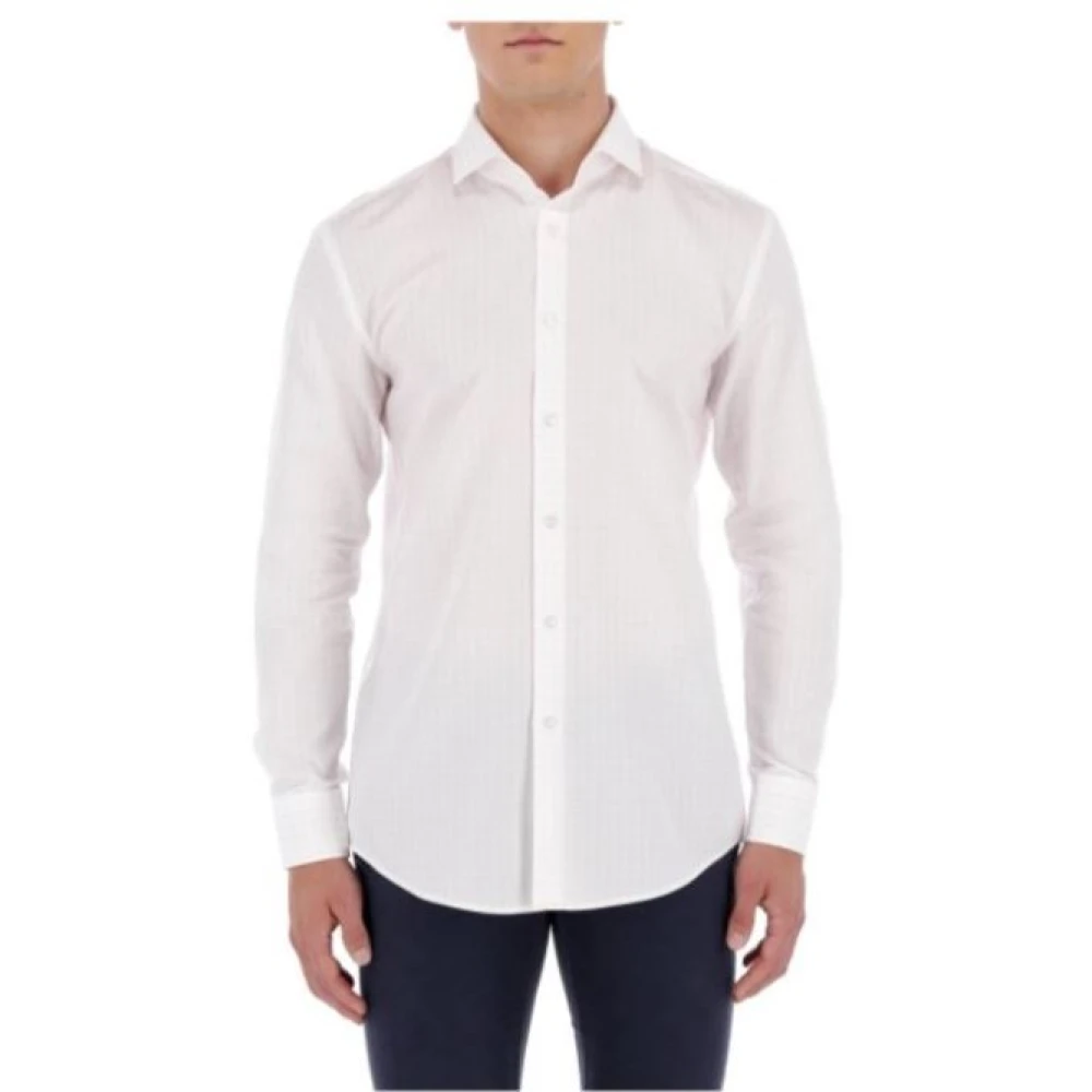 Hugo Boss Witte Slim Fit Overhemd met Geknoopte Manchetten White Heren