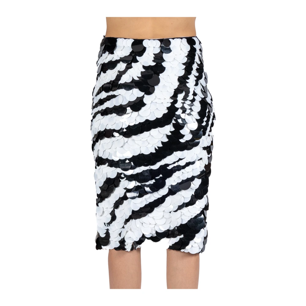 DES Phemmes Paillet Midi Rok in Zwart en Wit Black Dames