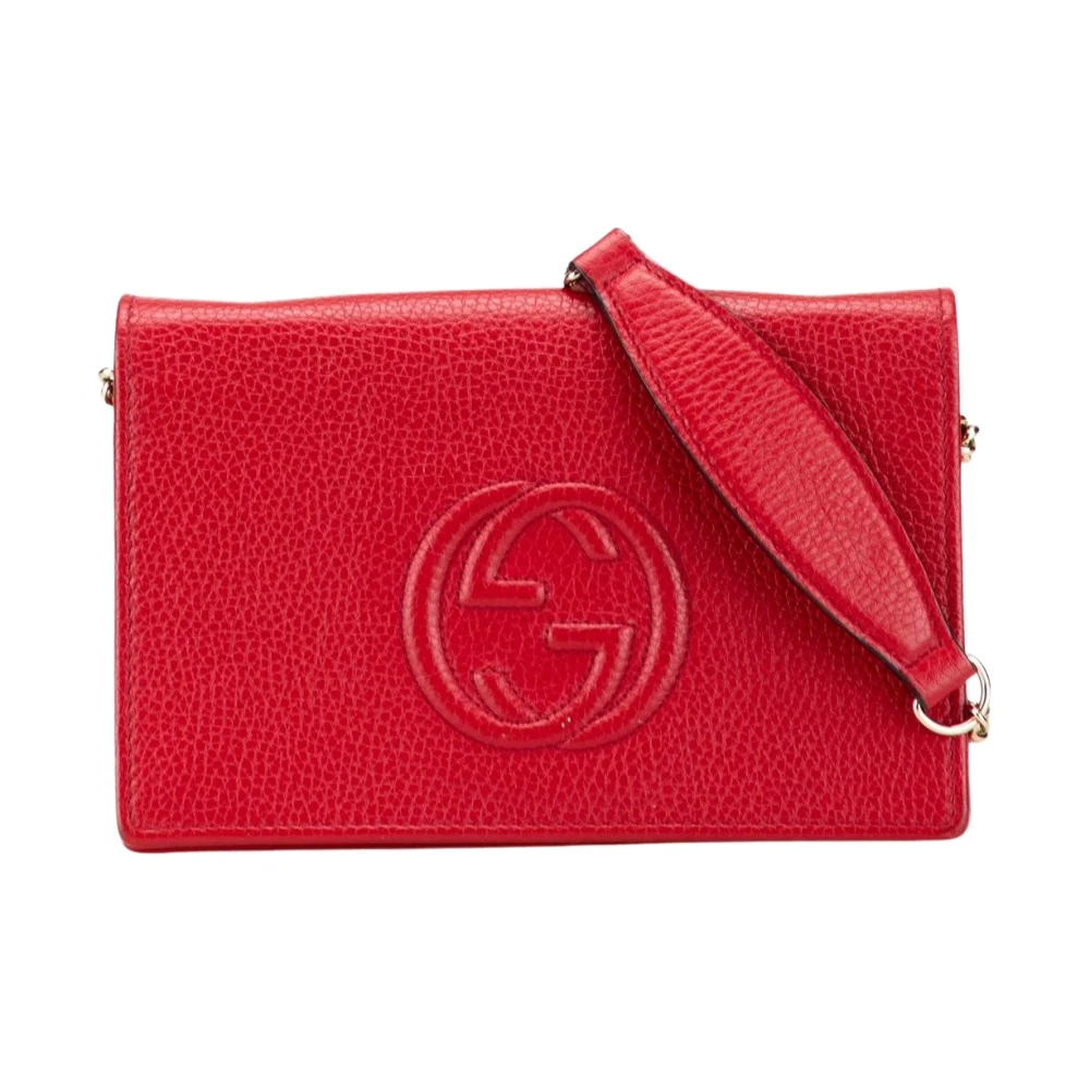Gucci Vintage Women's Red Pre-Owned Leather Flap Wallet