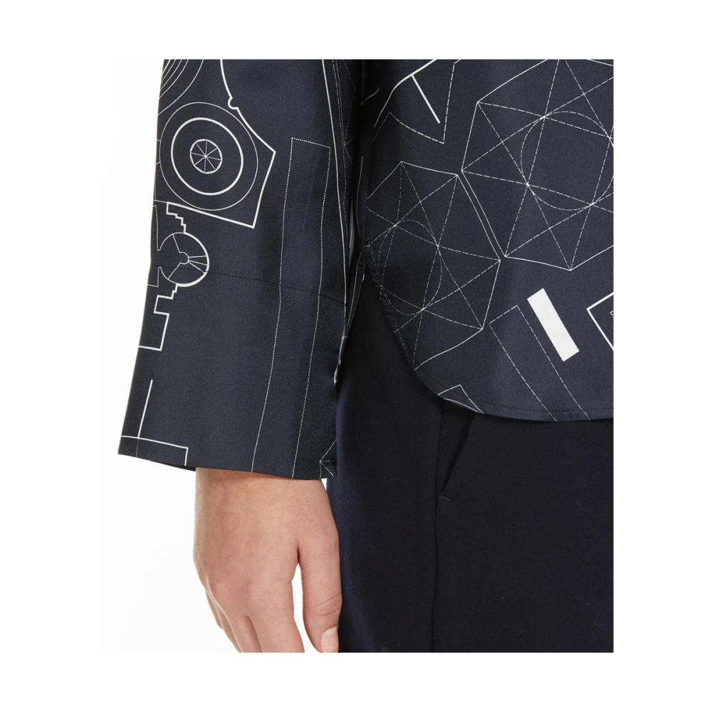Max Mara Gedrukte zijden overhemd met lange mouwen Blue Dames