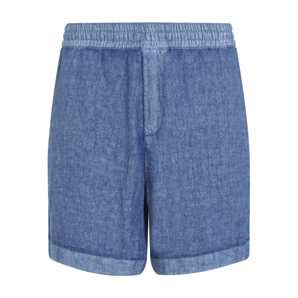 Blå Lin Snøring Shorts