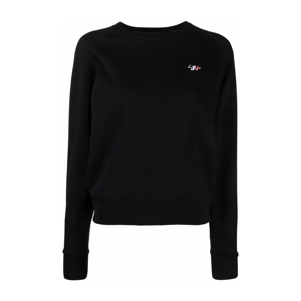 Maison Kitsuné Zwarte sweatshirt met geborduurd logo Black Dames