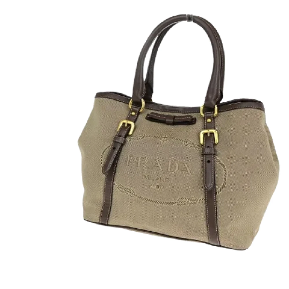 Prada Vintage Pre-owned Canvas prada-bags Beige Dames