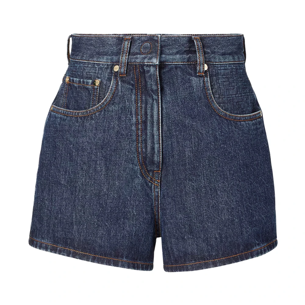 Fendi Women's Blue Flared Five-Pocket Shorts - Denim Shorts - S - Shorts