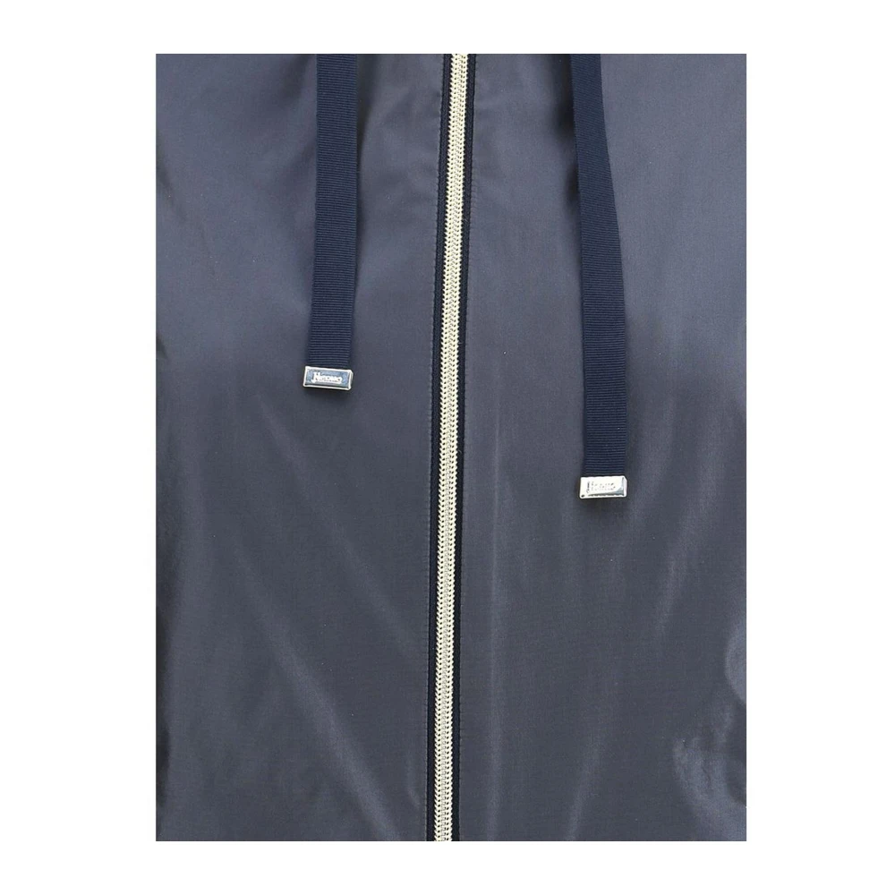 Herno Waterdichte lange jas met capuchon en rits Blue Dames