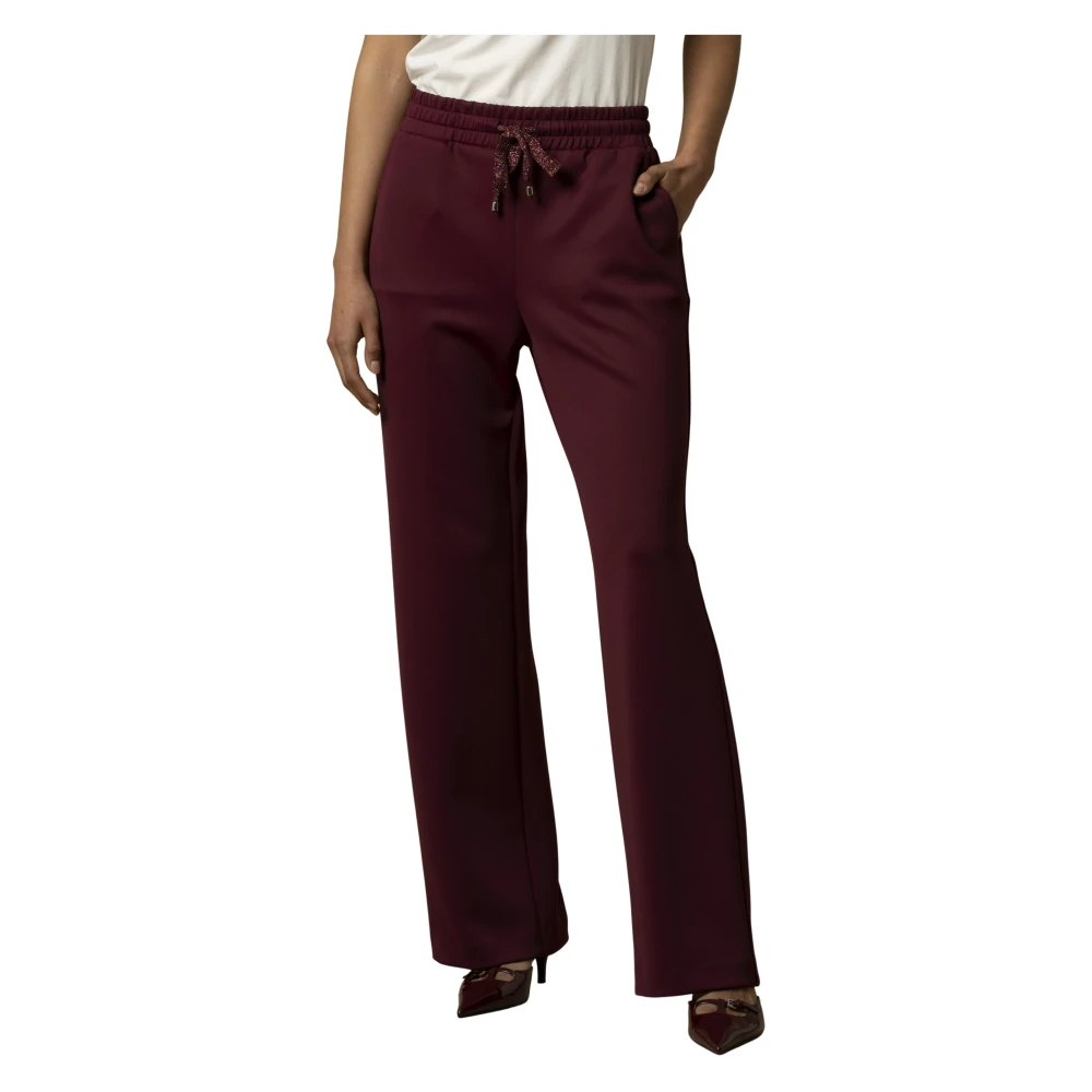 Kocca Women's Red Wide Trousers, Xs, Chic Sports Style Full Length Trousers
