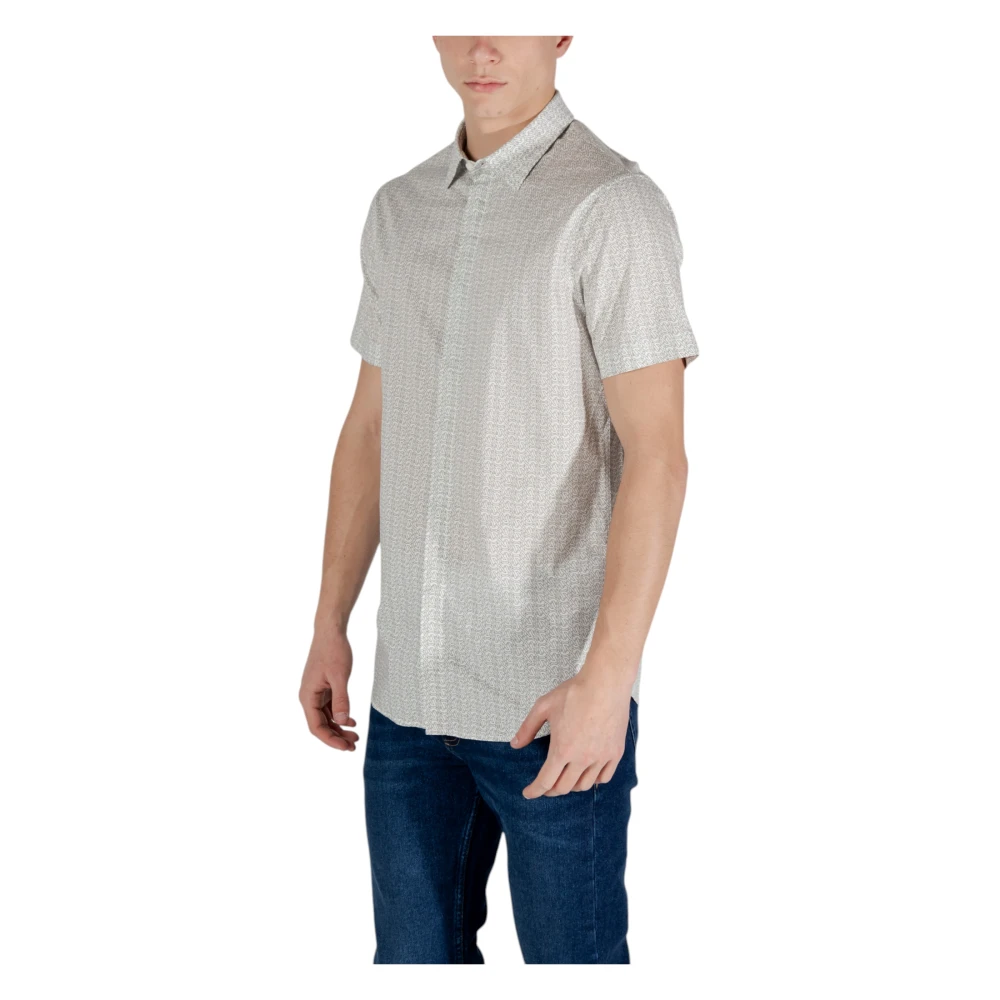 Armani Exchange Short Sleeve Shirt Beige Heren