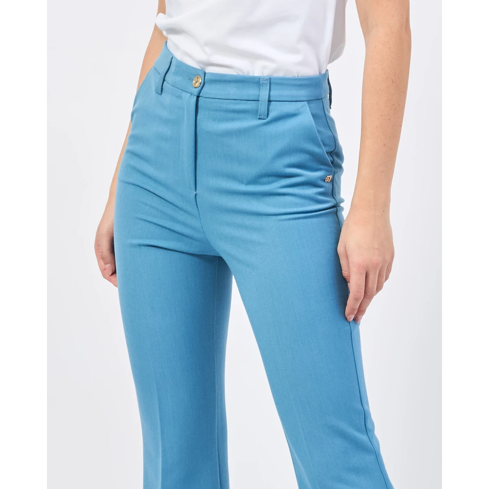 Gaudi Blauwe elastische broek met zakken Blue Dames