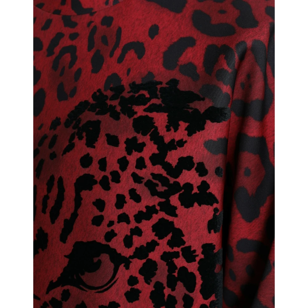 Dolce & Gabbana Rode Luipaardprint Crewneck Sweater Multicolor Heren