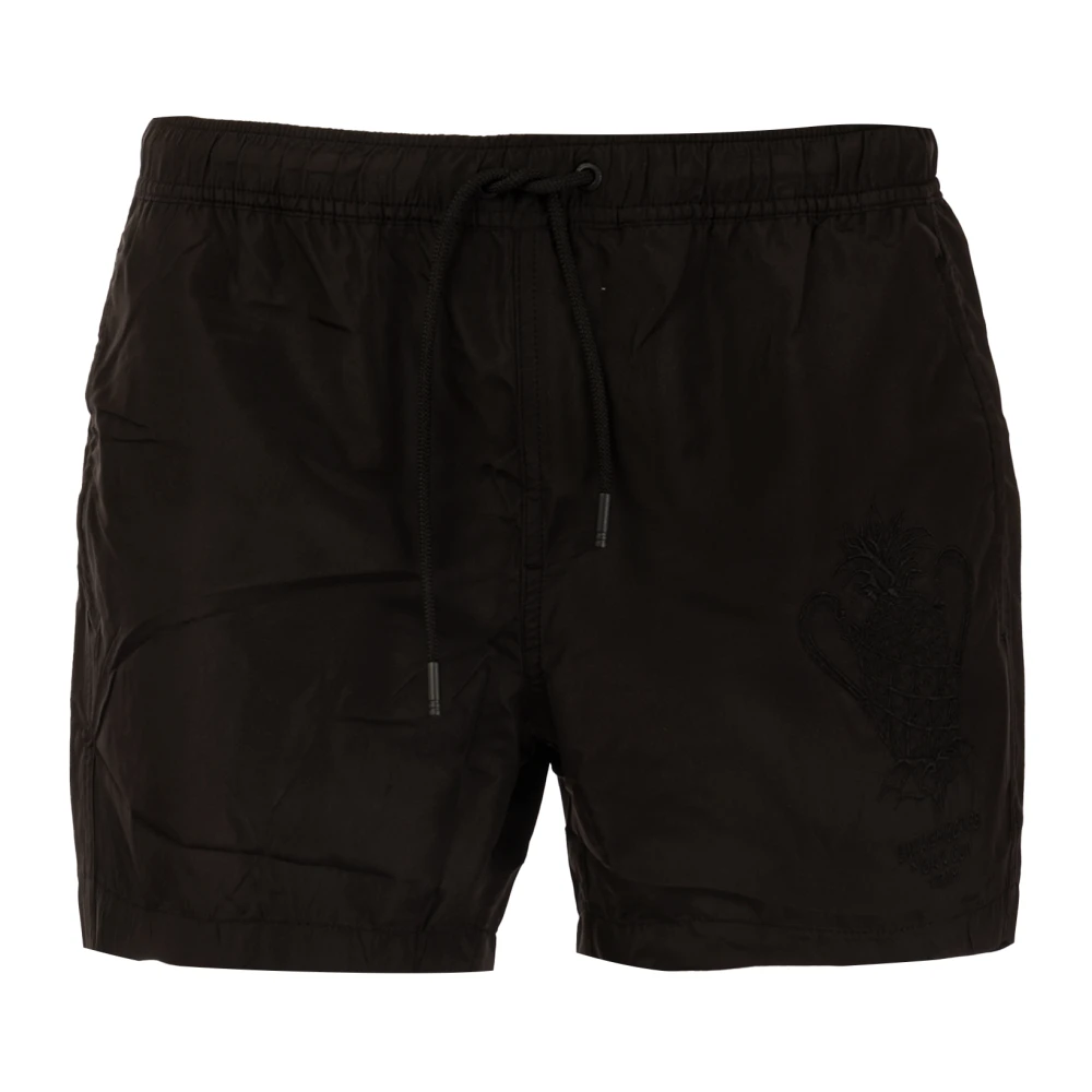 Bikkembergs Korte Boardshort Elegante Effen Kleur Kostuum Black Heren