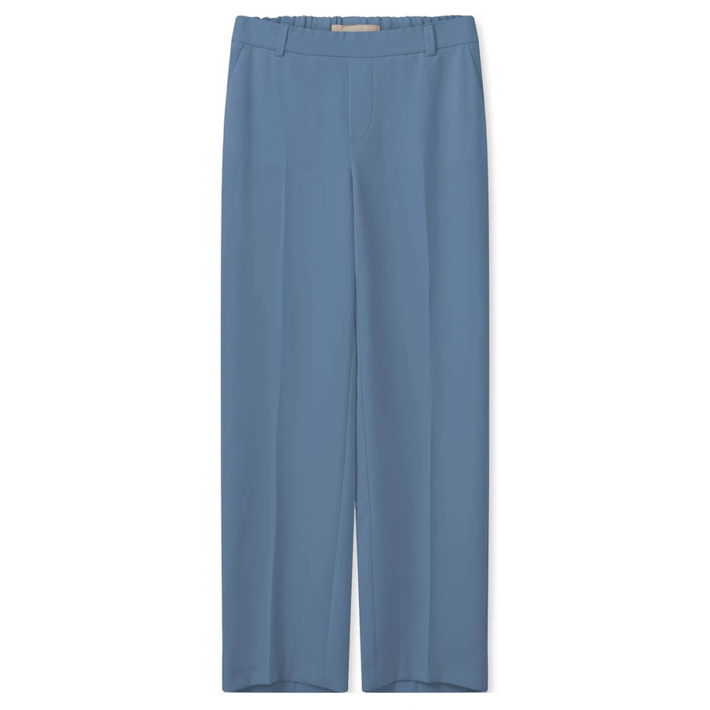 Mos Mosh cropped straight fit pantalon Bai Leia van gerecycled polyester blauw