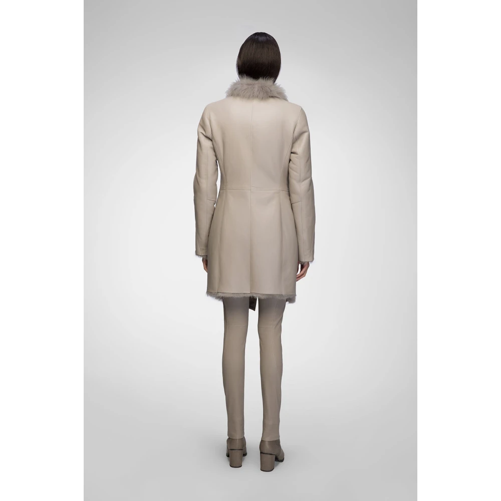Vespucci by VSP Dione Niobe Shearling Coat Gray Dames